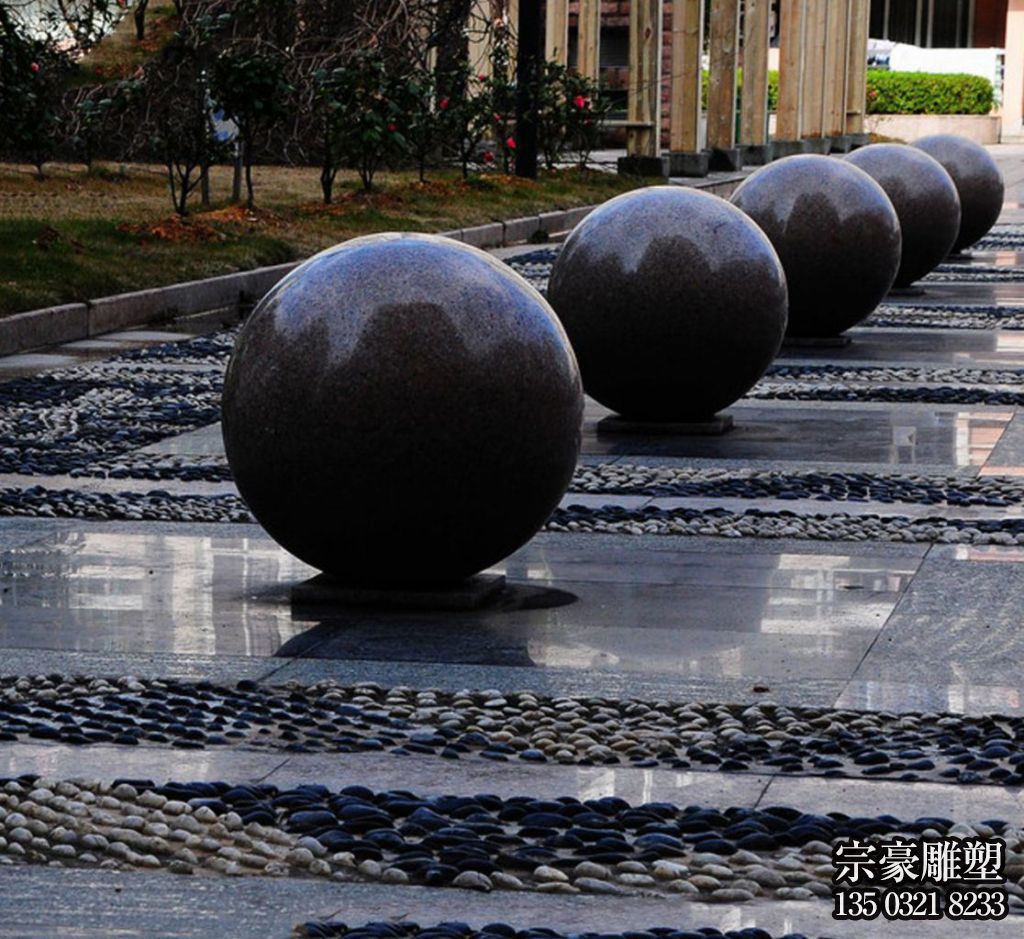 路障石球，市政园林阻车石，人车分离石头摆件