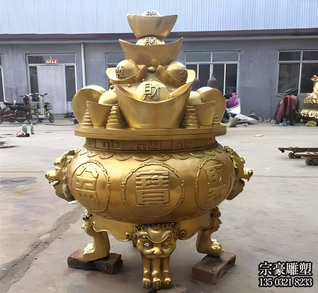 聚宝盆铜雕景观雕塑摆件 聚宝盆铜雕景观雕塑摆件