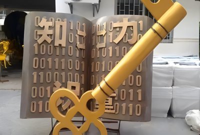 知识就是力量——校园钥匙、书本造型景观雕塑