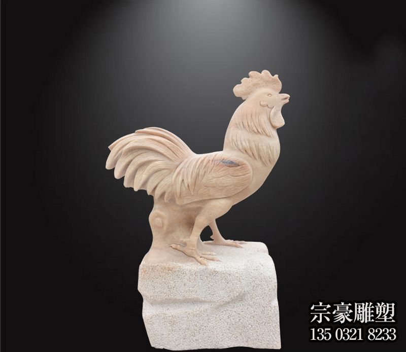 晚霞红酉鸡生肖动物石雕摆件 晚霞红酉鸡生肖动物石雕摆件