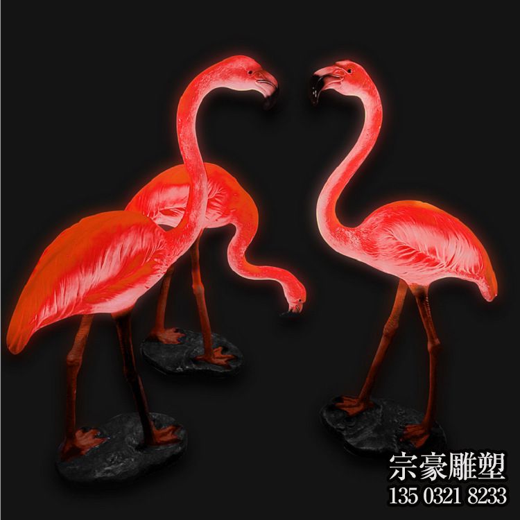玻璃钢仿真发光火烈鸟雕塑摆件 玻璃钢仿真发光火烈鸟雕塑摆件
