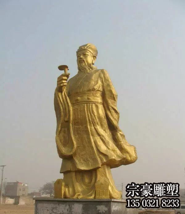 中国古代名医李时珍铸铜漆金雕像
