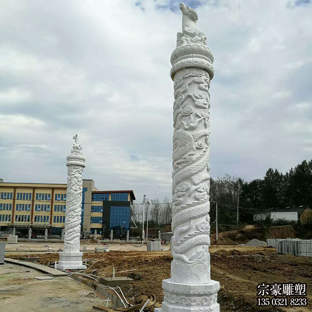 石雕龙柱花岗岩广场柱子 石雕龙柱花岗岩广场柱子