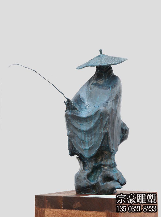 青铜铸造钓鱼翁雕塑 青铜铸造钓鱼翁雕塑