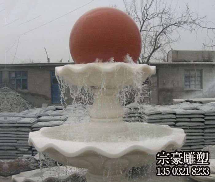 公园景观汉白玉风水球喷泉石雕 公园景观汉白玉风水球喷泉石雕