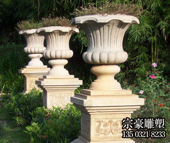 别墅小区欧式石雕花盆雕塑 别墅小区欧式石雕花盆雕塑