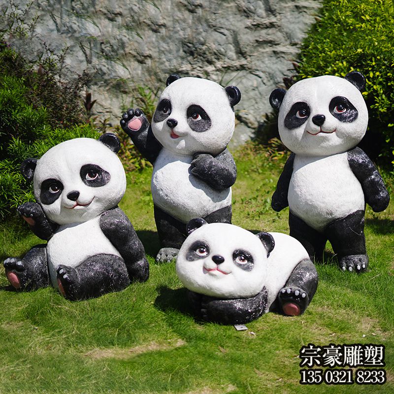 玻璃钢熊猫造型雕塑 玻璃钢熊猫造型雕塑