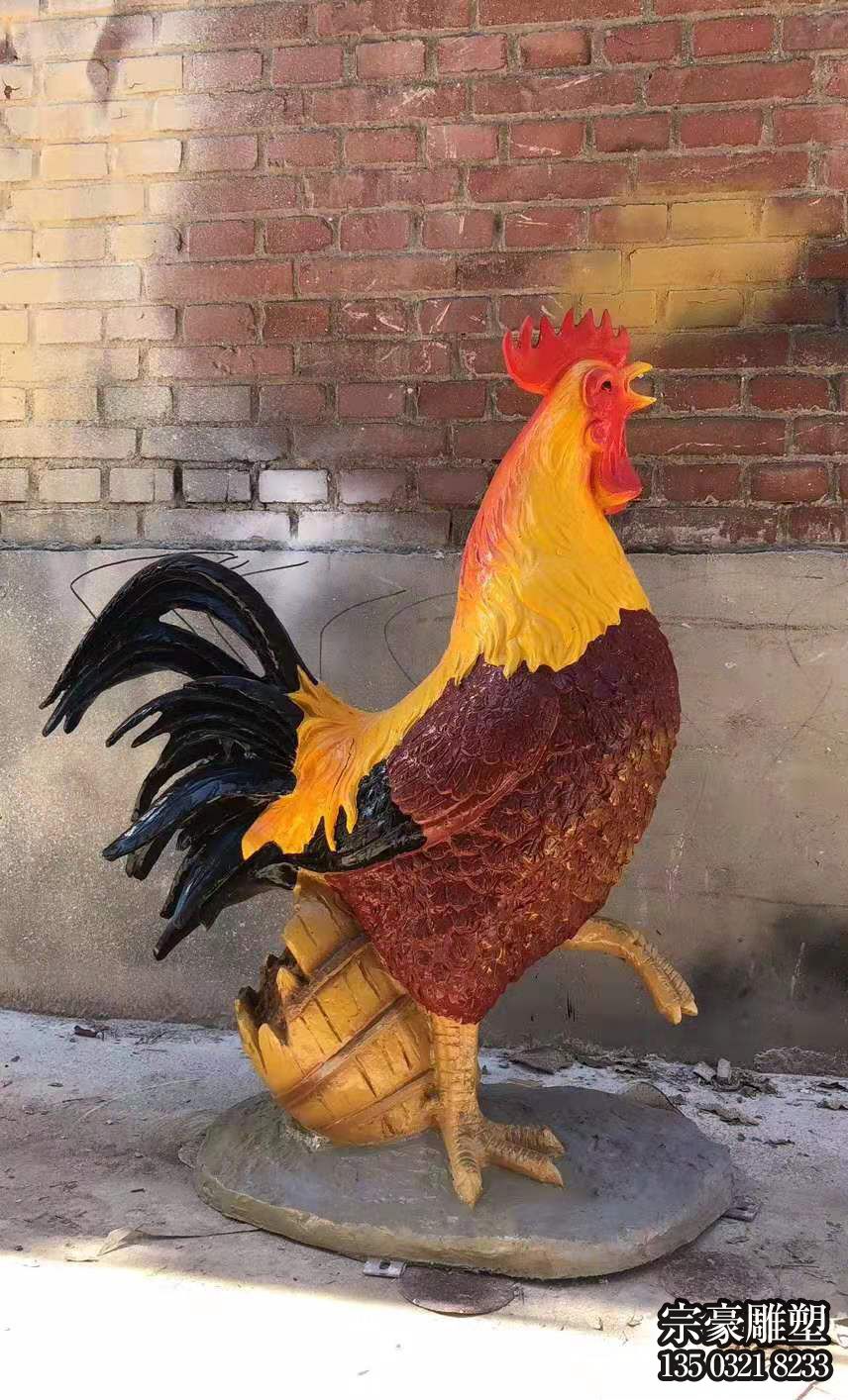 玻璃钢仿真大公鸡雕塑摆件