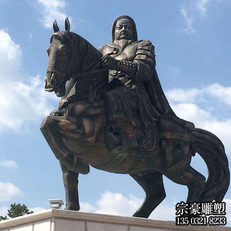 骑马的成吉思汗铜雕塑像