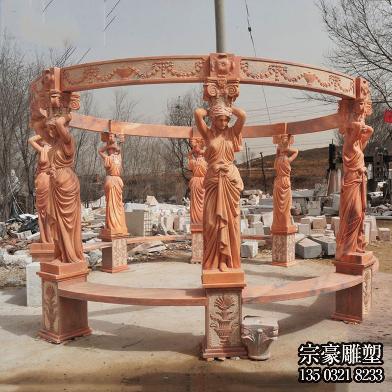 晚霞红欧式人物造型园林凉亭 晚霞红欧式人物造型园林凉亭