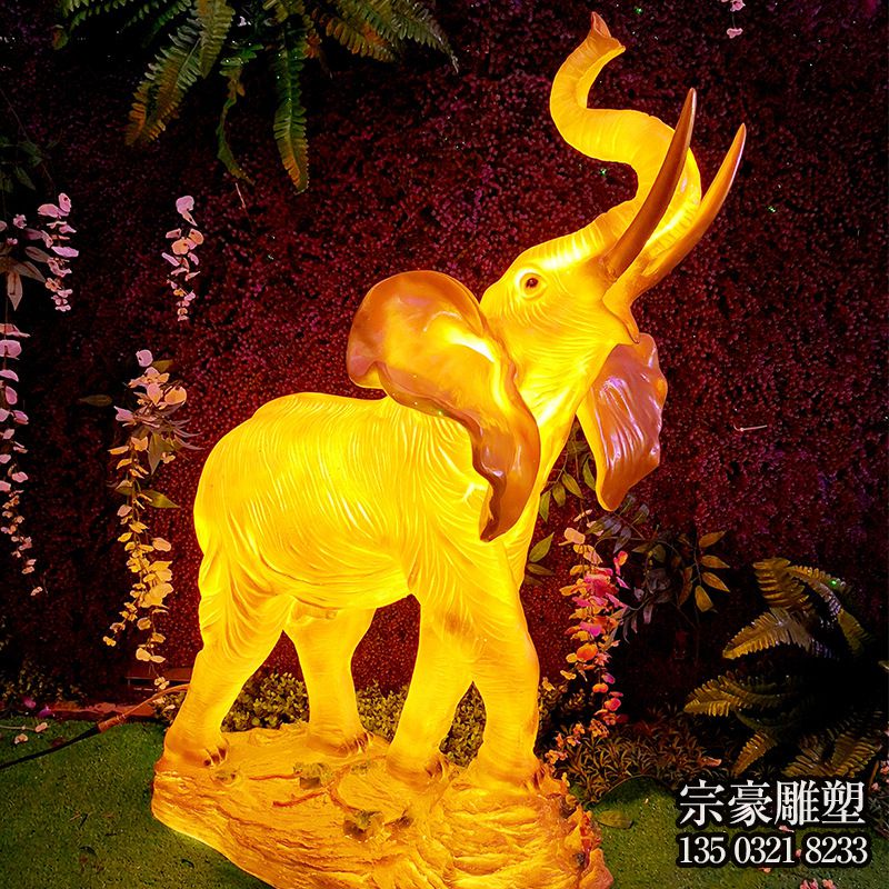 玻璃钢发光小象雕塑摆件 玻璃钢发光小象雕塑摆件