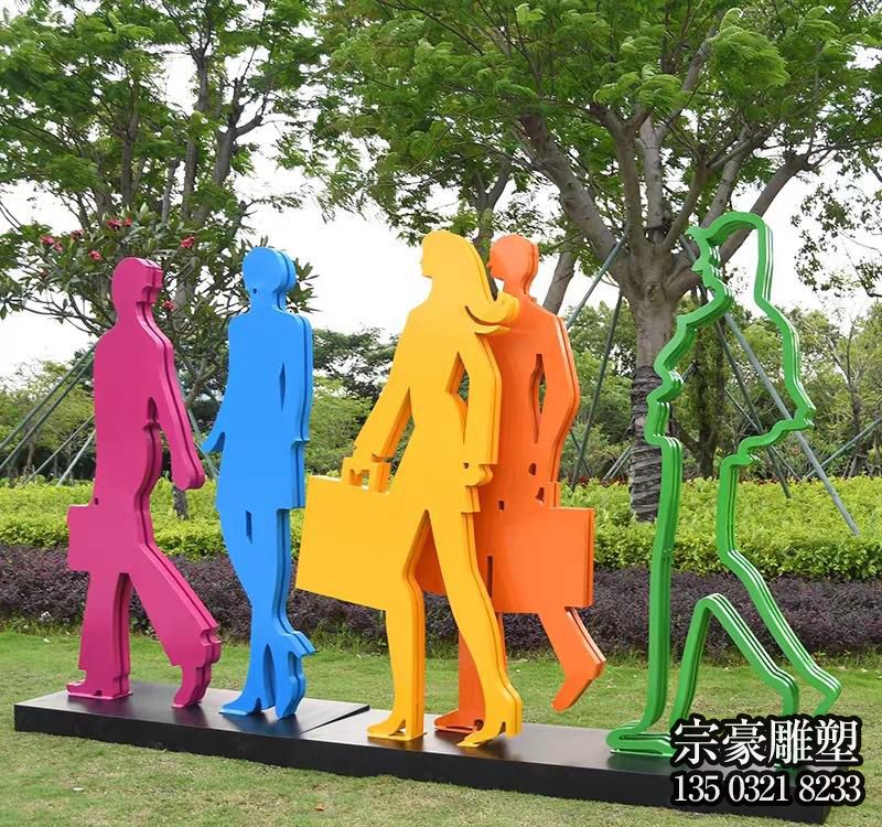 剪影不锈钢购物主题人物雕塑摆件 剪影不锈钢购物主题人物雕塑摆件