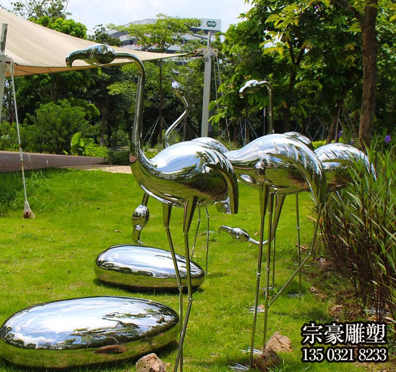 镜面不锈钢火烈鸟动物摆件 镜面不锈钢火烈鸟动物摆件