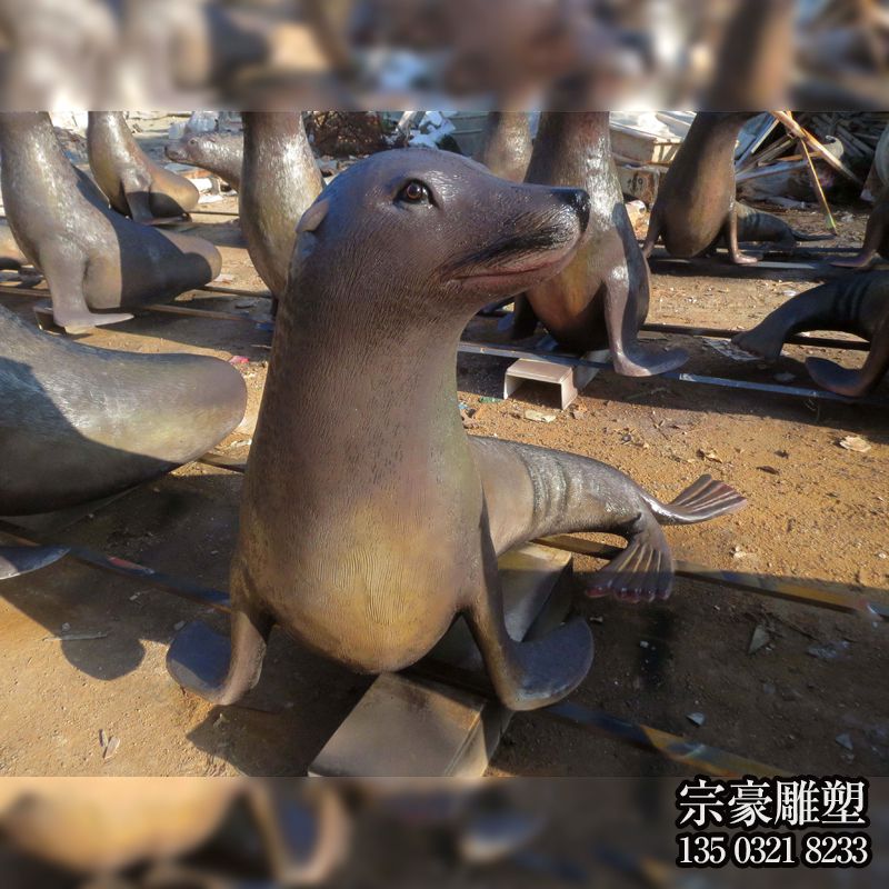 玻璃钢仿真海豹雕塑摆件 玻璃钢仿真海豹雕塑摆件