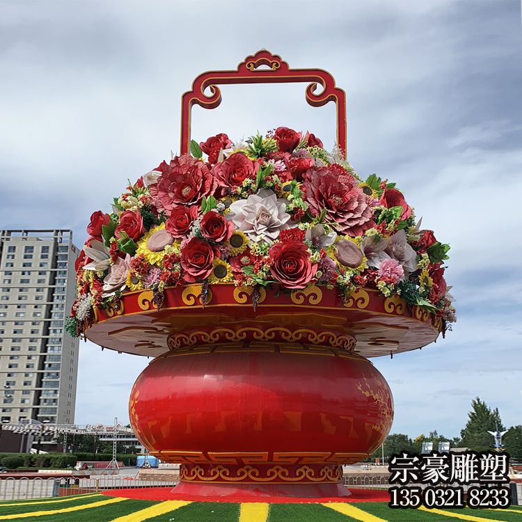 玻璃钢大花篮，国庆节日庆典花篮雕塑