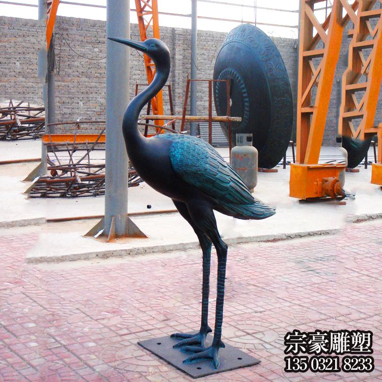 青铜铸造仙鹤铜雕摆件 青铜铸造仙鹤铜雕摆件
