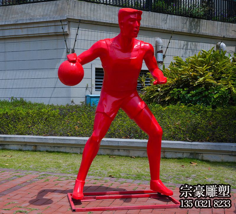 红色玻璃钢打篮球的抽象人物雕塑 红色玻璃钢打篮球的抽象人物雕塑