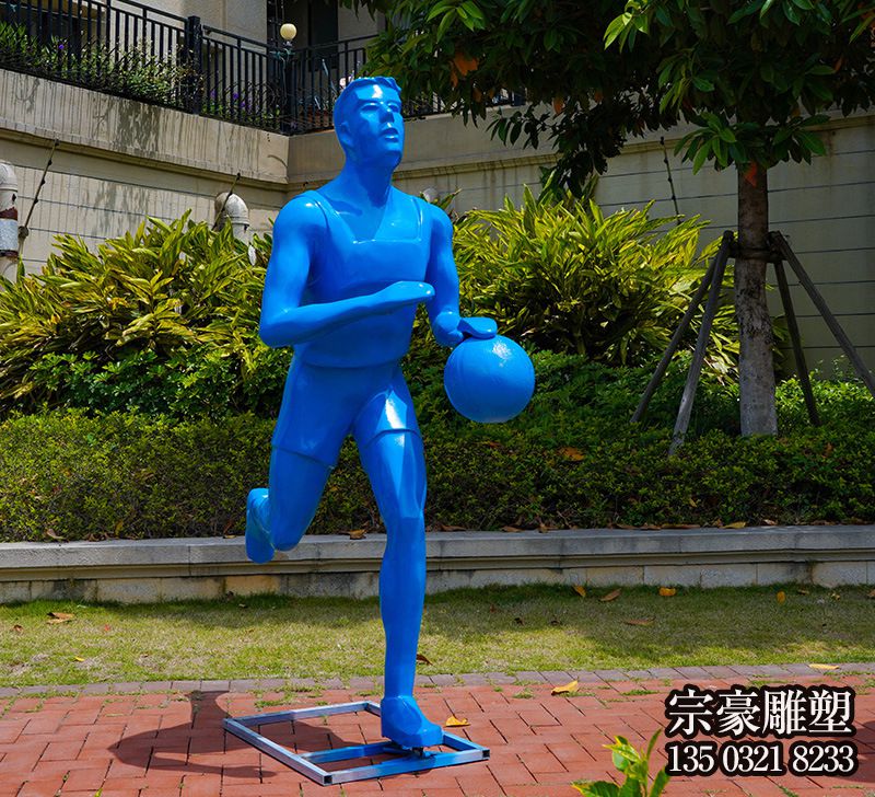 玻璃钢喷漆篮球运动人物雕塑 玻璃钢喷漆篮球运动人物雕塑