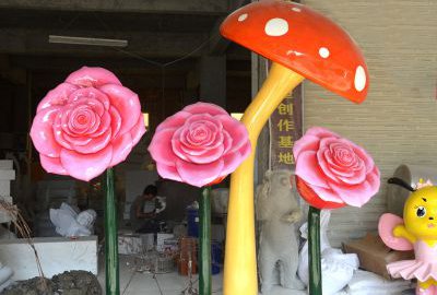 玻璃钢玫瑰花摆件