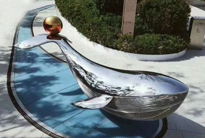 镜面不锈钢鲸鱼雕塑