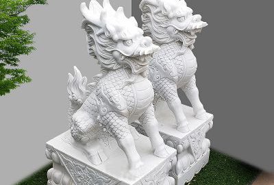汉白玉石雕麒麟神兽雕塑